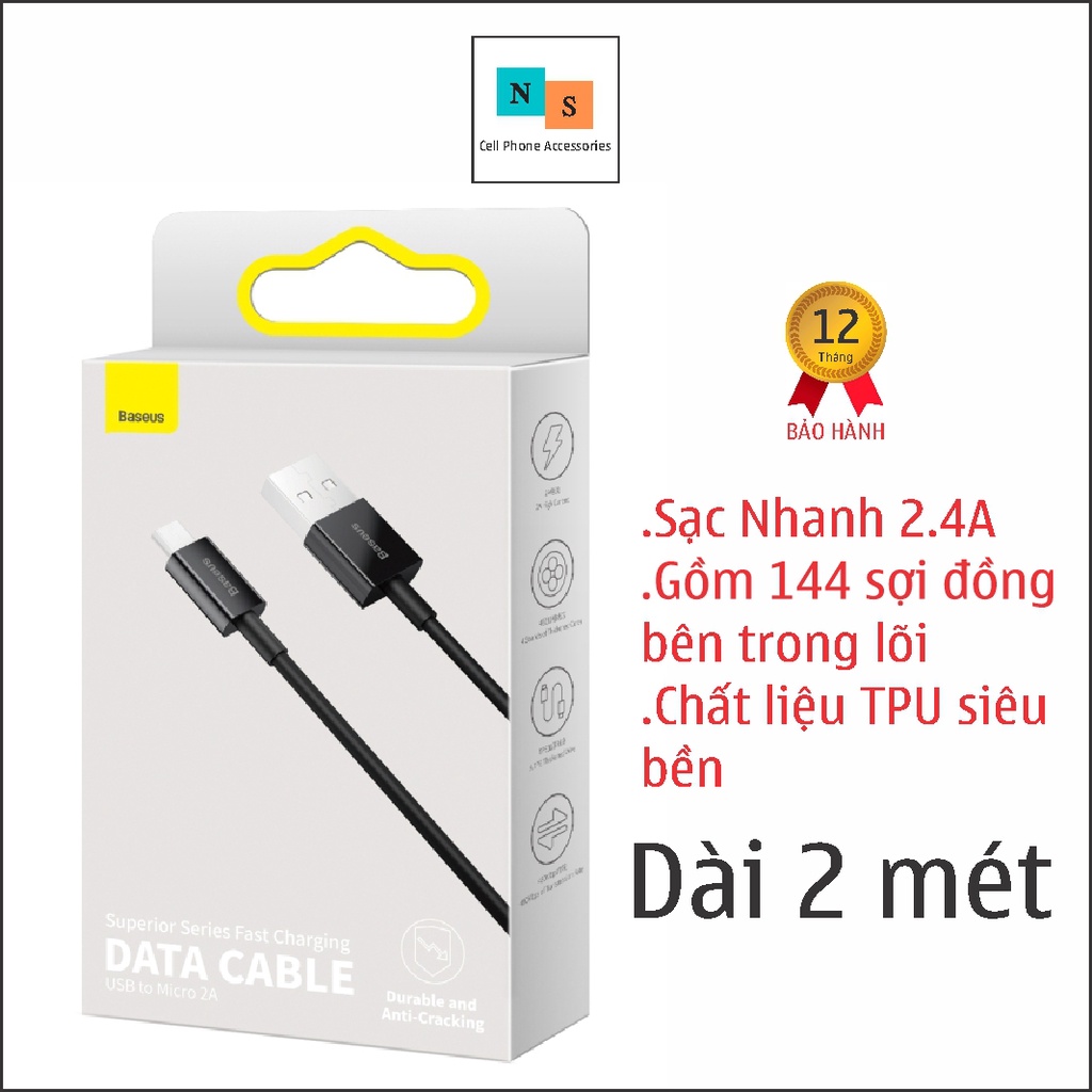 Dây Cáp Sạc Nhanh Baseus Calys-C01 2 Mét Cho ip/tablet táo Đen