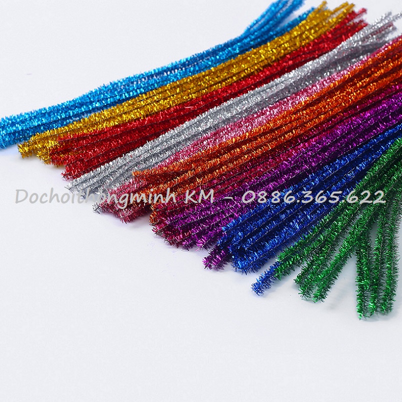 Set 100 sợi kẽm kim tuyến lấp lánh đủ màu trang trí