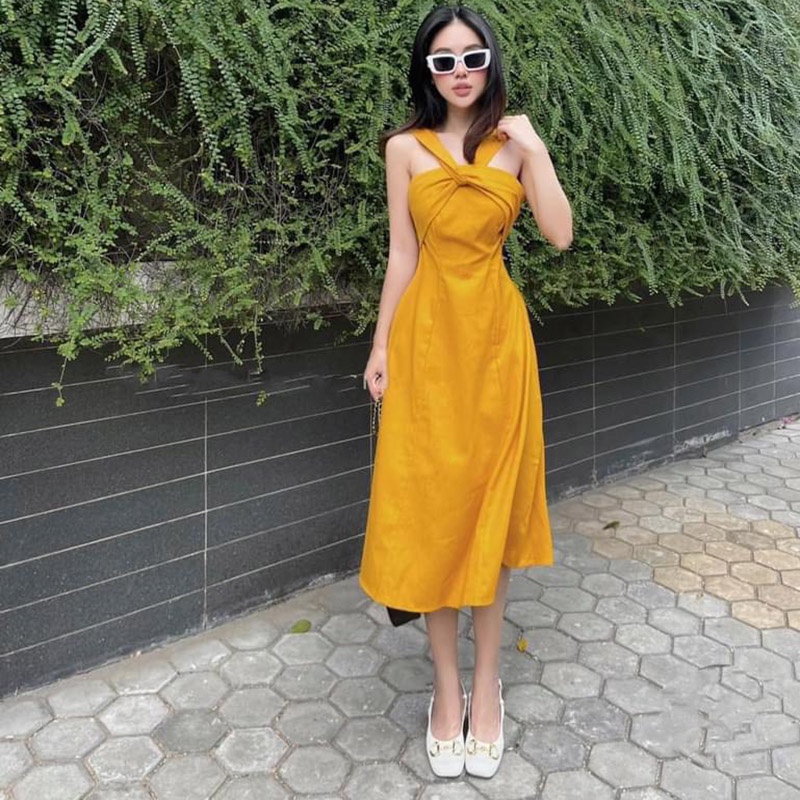 Váy Thô Cổ Yếm Dáng Dài Hàng Quảng Châu V1038-Teen 888