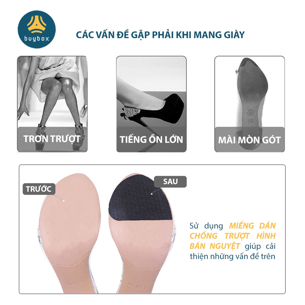 Cặp miếng dán đế giày chống trầy, trơn trượt và mài mòn hình bán nguyệt thoải mái, tiện lợi - BBPK270