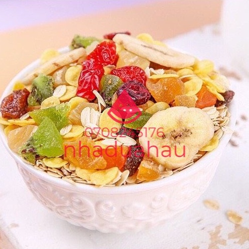 Xả date t8/ Một lon ngũ cốc ăn kiêng mix sữa chua khô trái cây hạt dinh dưỡng Meizhoushike Hongkong lon 500gam