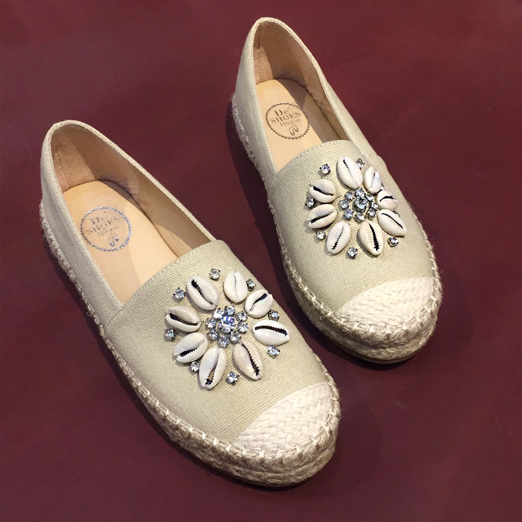 Giày Slip On Nữ Ngoại Cỡ Big Size 40 41 Viền Đế Cói Siêu Nhẹ Êm Chân De'shoeshouse Thái Lan