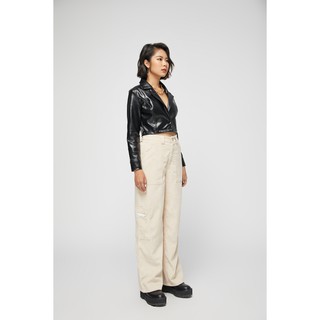 Áo khoác blazer da lửng đen BLMDE