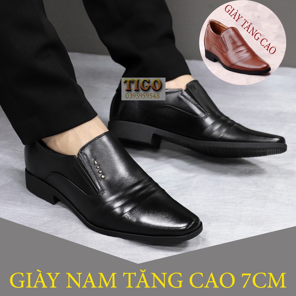 giày nam công sở tăng chiều cao 6cm da bò - ncck