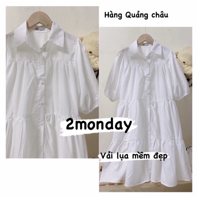 [Ảnh thật/Video] ĐẦM BABYDOLL CỔ SƠMI TRẮNG Váy sơ mi trắng cộc tay xinh