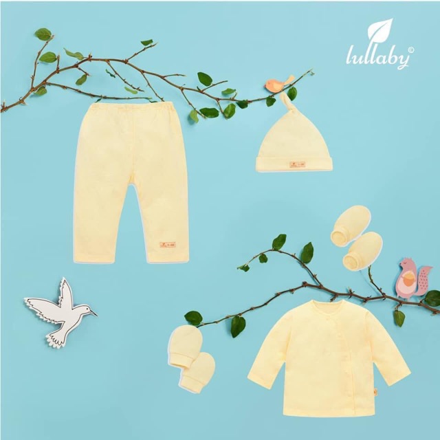 [Lullaby] Bộ quần áo Lullaby cài chéo vải vân thoáng