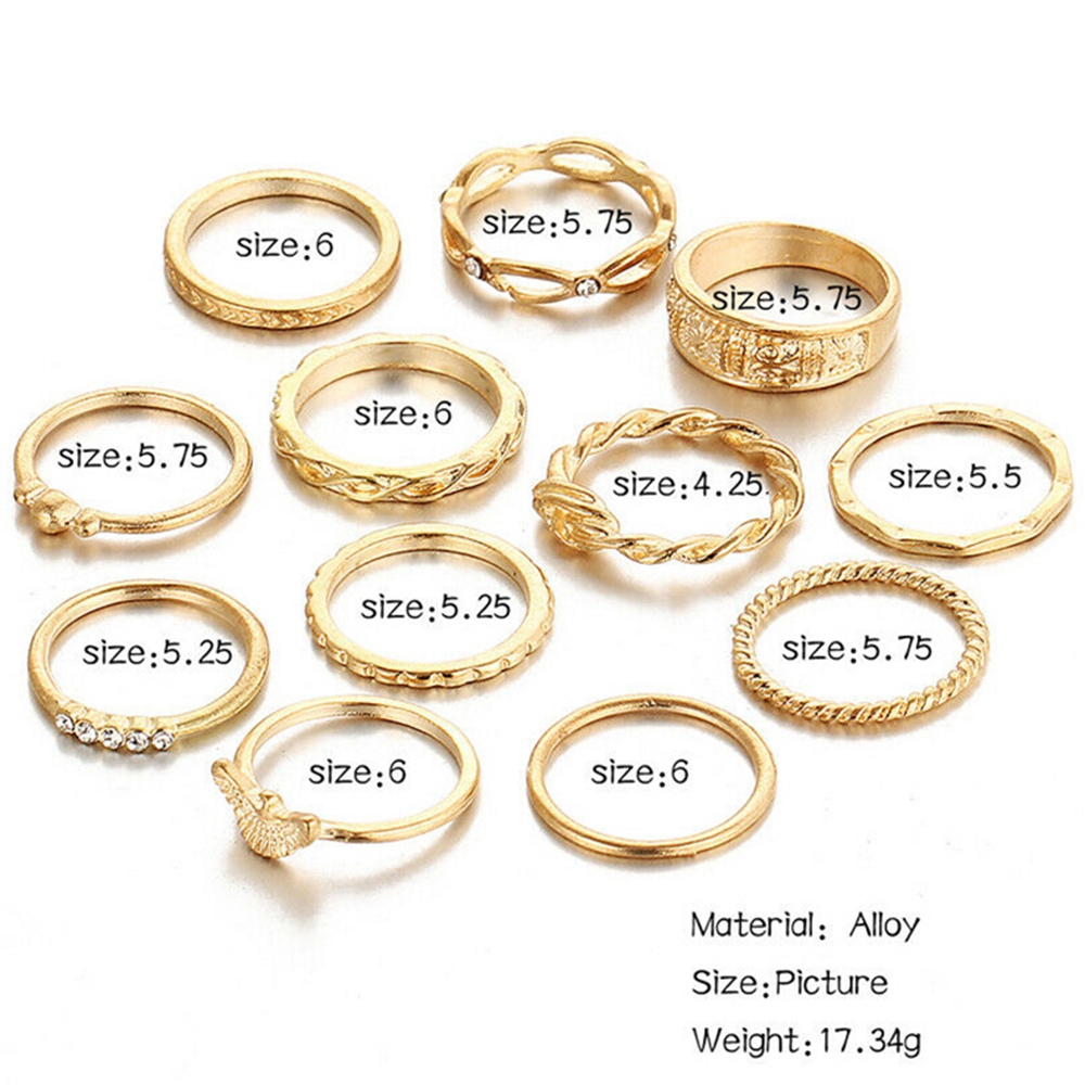 Set 12 Nhẫn Đeo Khớp Ngón Tay Phong Cách Vintage Cho Nữ