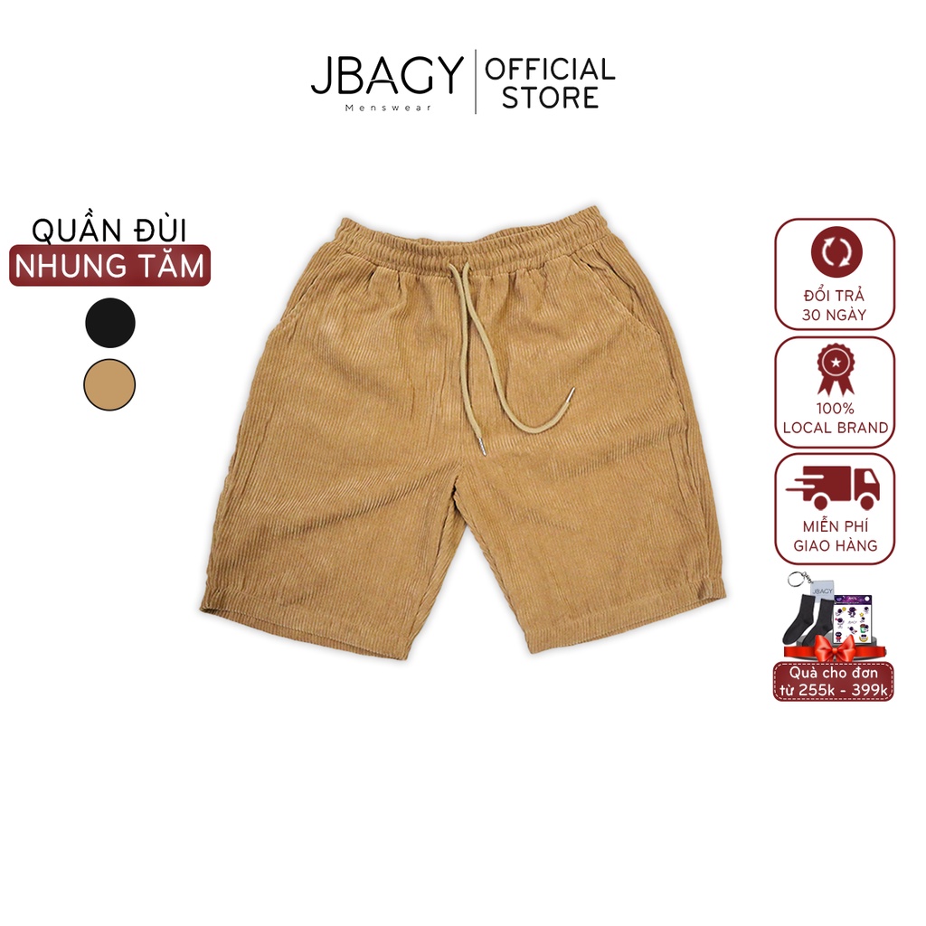 Quần đùi nam ống rộng chất liệu vải nhung tăm form rộng oversize unisex thương hiệu JBAGY - JBN01