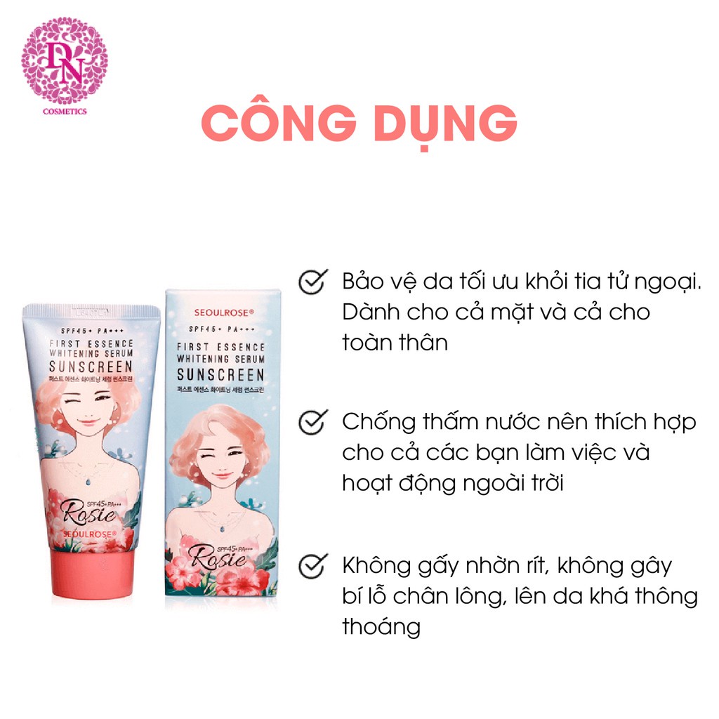 Kem chống nắng SeoulRose Rosie First Essence Whitening Serum Suncreen SPF 45+ PA+++