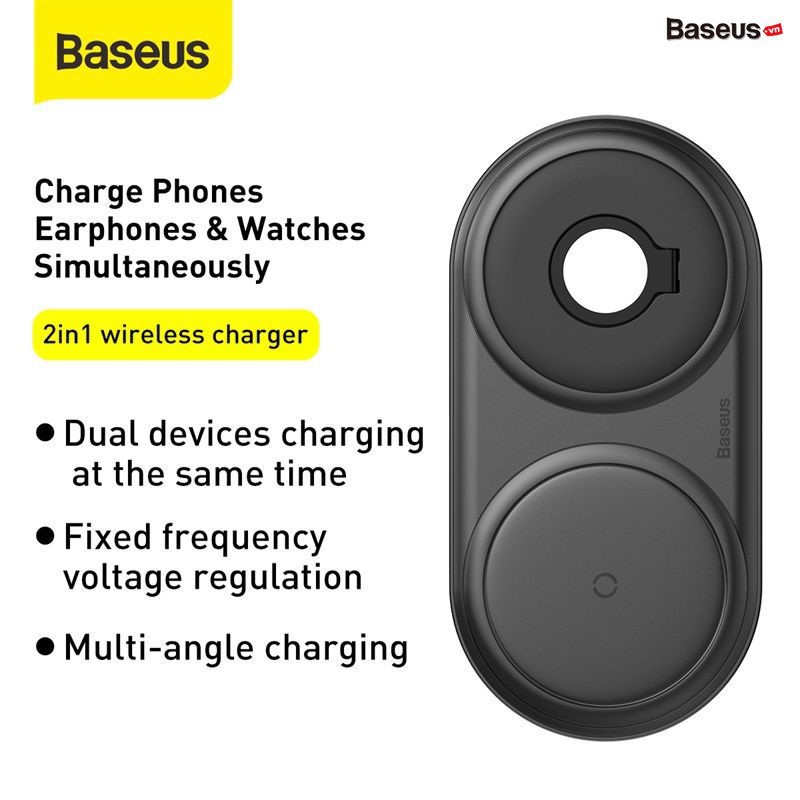 Sạc nhanh không dây tích hợp đế giữ dây sạc Apple Watch Baseus Planet 2in1（Wireless Quick charger + Cable winder)