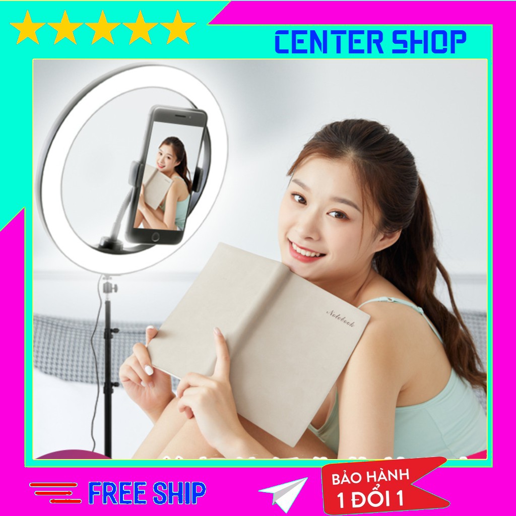 Đèn Led livestream 20cm, đèn livestream hỗ trợ trang điểm, chụp ảnh, quay phim 3 chế độ sáng - center shop | BigBuy360 - bigbuy360.vn