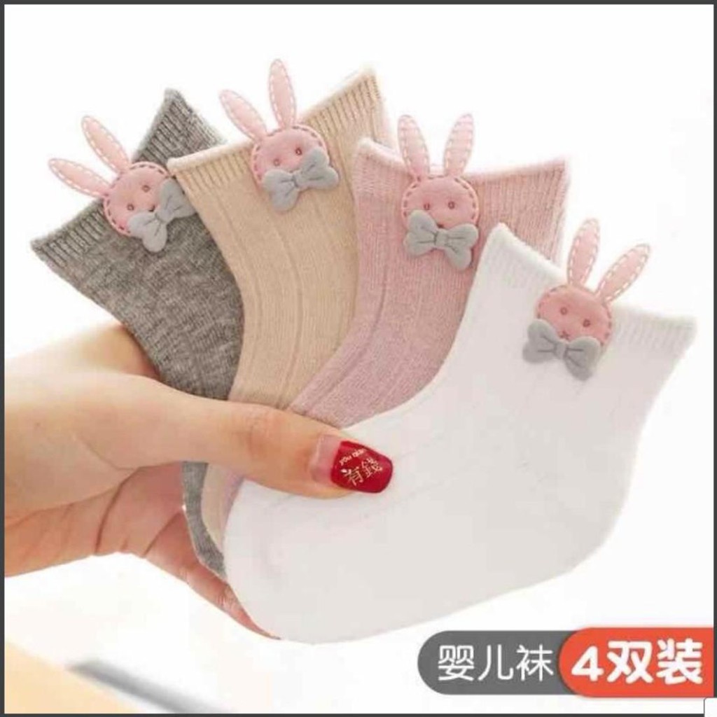 1 đôi tất hình chú thỏ xinh xắn cho bé từ 0-3 tuổi - Duonghieu6789