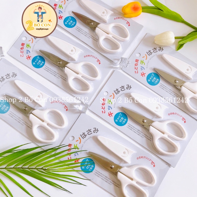 Kéo cắt đồ ăn dặm cho bé Có Nắp Đậy Chế Biến Đồ Ăn Dặm Cho Bé Hàng Nhật Happypig