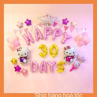 {ĐẦY ĐỦ PHỤ KIỆN} Set Bong Bóng Bay Trang Trí Tiệc Đầy Tháng Bé Gái MS06
