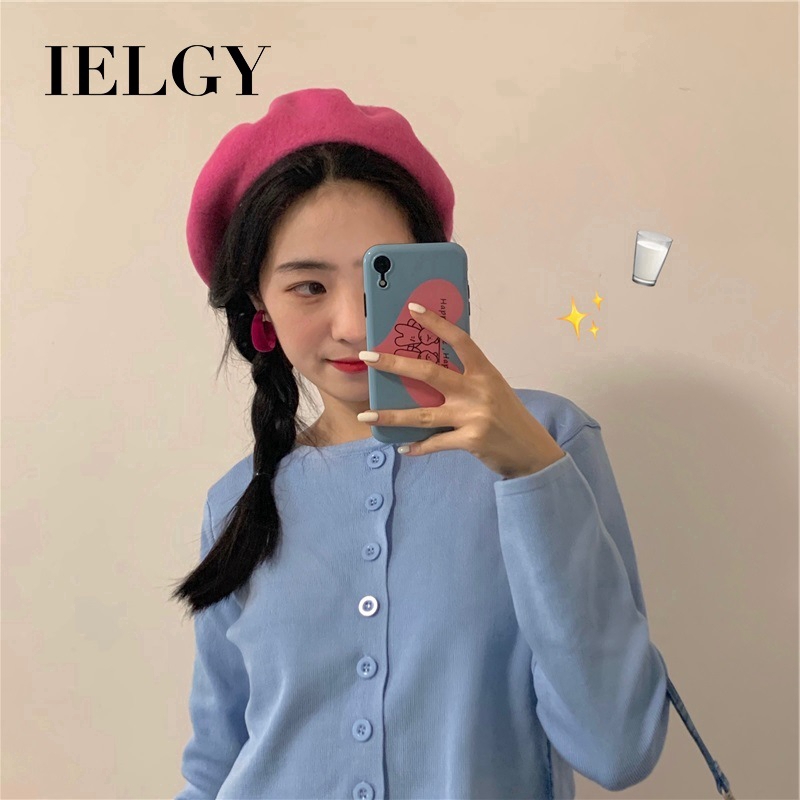 IELGY Áo Khoác Len Dệt Kim Mỏng Tay Dài Thời Trang Xuân Hè Cho Nữ