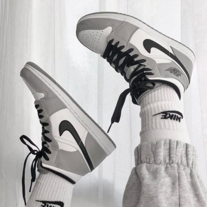 Giày sneaker JORDAN 1 XÁM CAO CỔ hot trend nam nữ, Giày thể thao JD1 xám cao dùng đi học,tập gym,chạy bộ