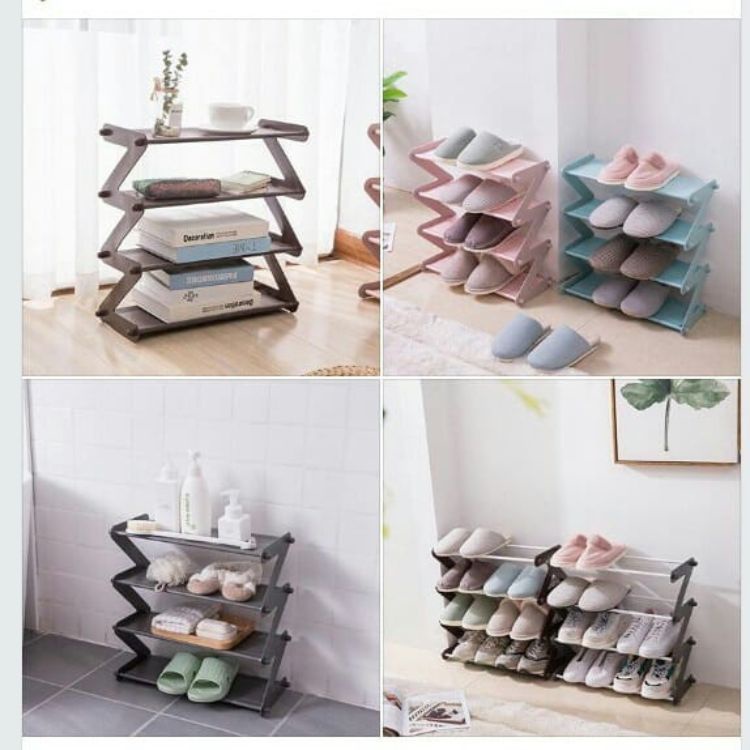 Kệ Dép 4 Tầng Chữ Z Để Sách Vở, Giày Dép, Vật Dụng Đa Năng, Kệ giày 4 tầng