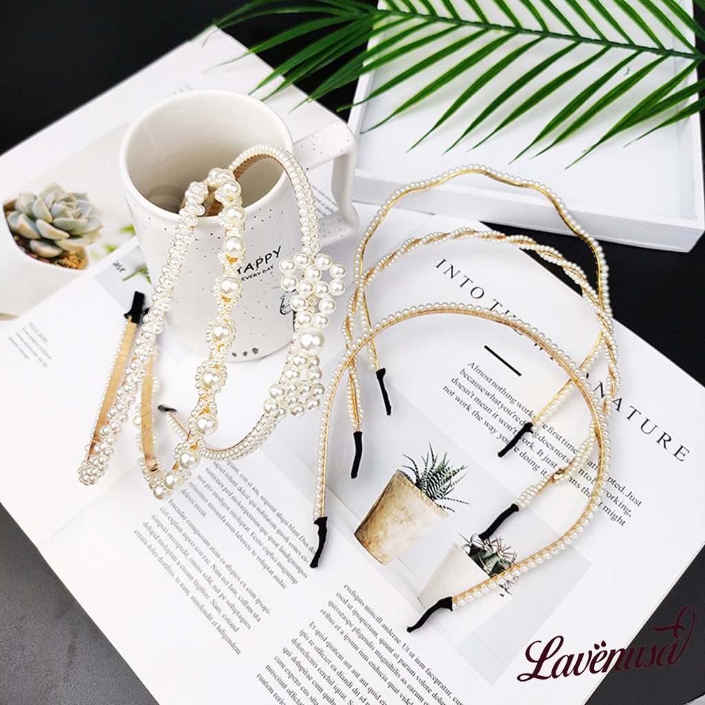 Bờm tóc kim loại đính ngọc trai nhân tạo thời trang thanh lịch LAVENUSA CT19