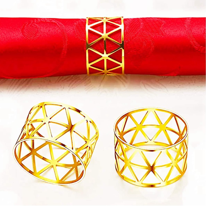 Bộ 12 Giá Đỡ Khăn Ăn Dạng Lưới Tròn Phù Hợp Với Bàn Ăn Trang Trọng Hoặc Trang Trọng Cho Tiệc Cưới (Vàng)