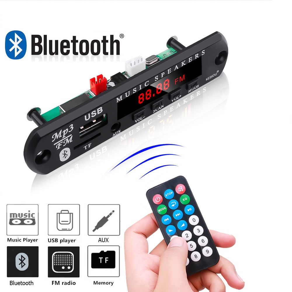 Bảng mạch giải mã máy nghe nhạc MP3 KEBIDUMEI V20 kết nối Bluetooth5.0 9V 12V cho xe hơi