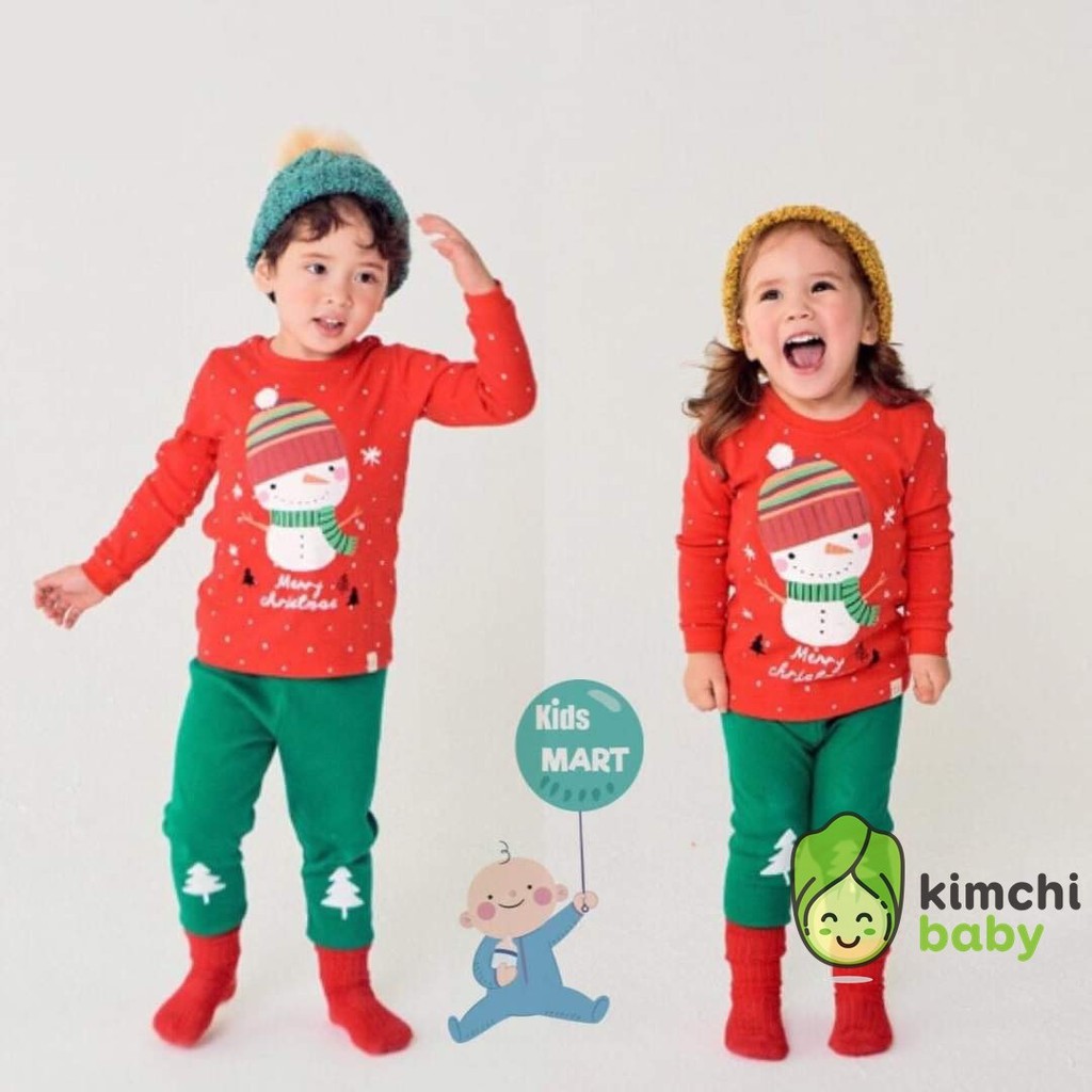 Bộ dài tay giáng sinh, bộ thu đông noel cotton 100% Minky Mom chính hãng túi zip cho bé trai bé gái 2021 KWTD2114