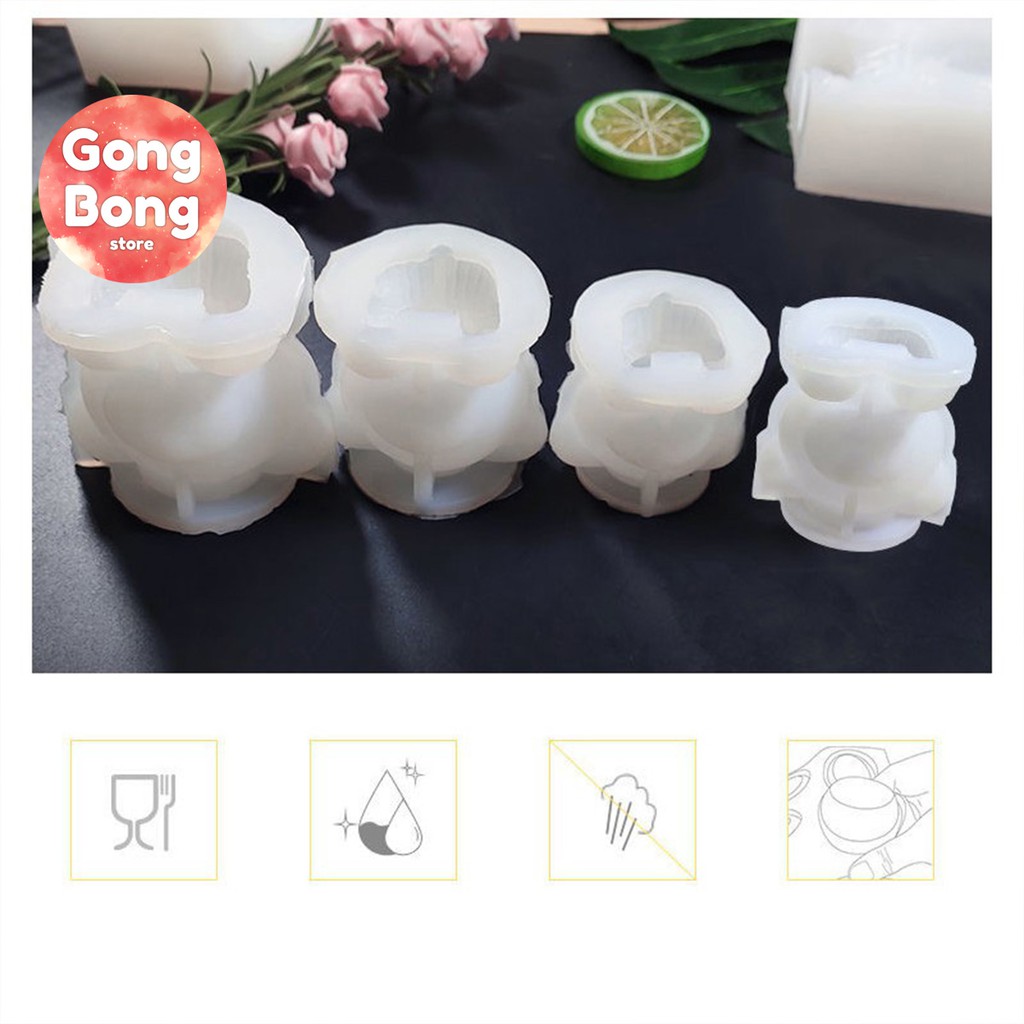 Khuôn làm đá silicon hình gấu 3D xinh xắn, khay đá cute trang trí đồ uống Gong Bong Store