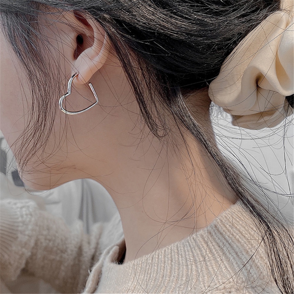 Bông Tai Trái Tim Thiết Kế Xinh Xắn Theo Phong Cách Hàn Quốc