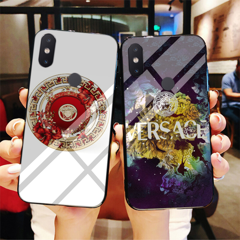 Q109 Versace Medusa Red Xiaomi Redmi Note 5 6 7 8 9 Pro Max Tempered glass Soft Case