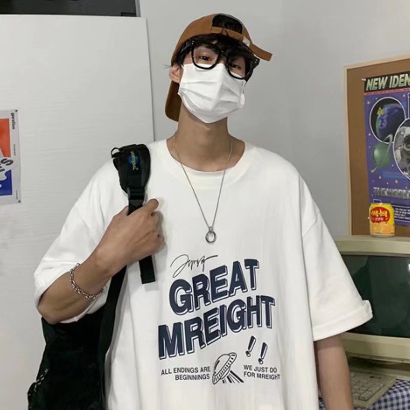 Áo Thun Tay Ngắn Cổ Tròn In Chữ Size M-8XL Phong Cách Mới Cho Nam