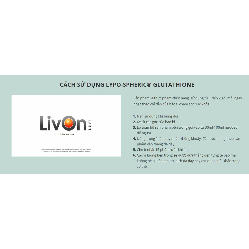 Gel Uống Glutathione Giúp Da Sáng Mịn, Đều Màu, Săn Chắc, Trẻ Hóa Lypo-Spheric GLUTATHIONE LiVon
