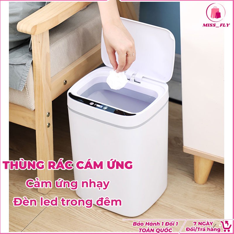 Thùng Đựng Rác Cảm Ứng Thông Minh Có Nắp Đóng Mở Tự Động Hiện Đại Dung Tích 13L WUDINA