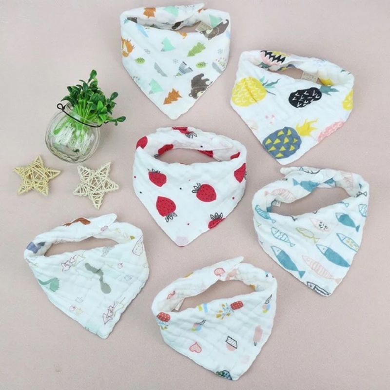 Set 5 yếm xô OGANIC 6 lớp có cúc bấm siêu thấm siêu kute cho bé