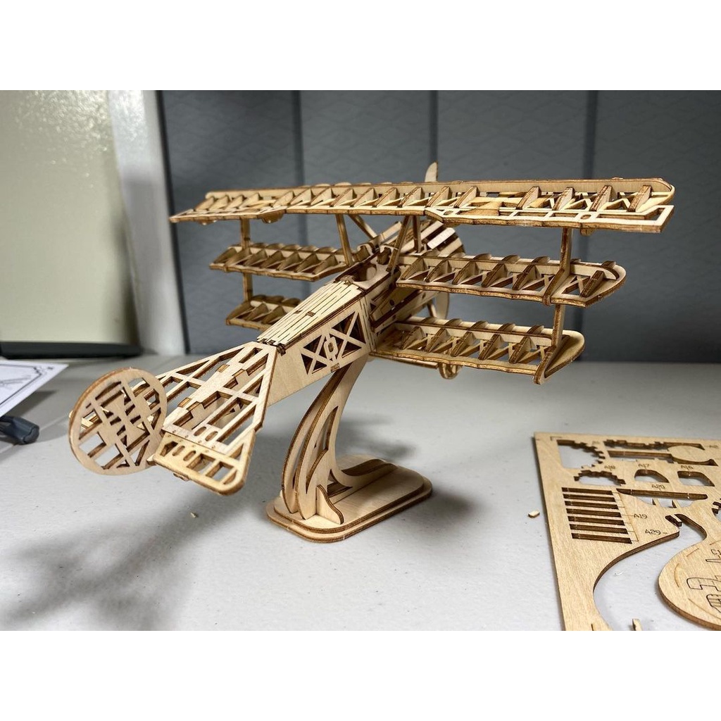 Mô Hình Gỗ 3D Lắp Ráp ROBOTIME Máy Bay Bi-Plane TG301 [chưa ráp]