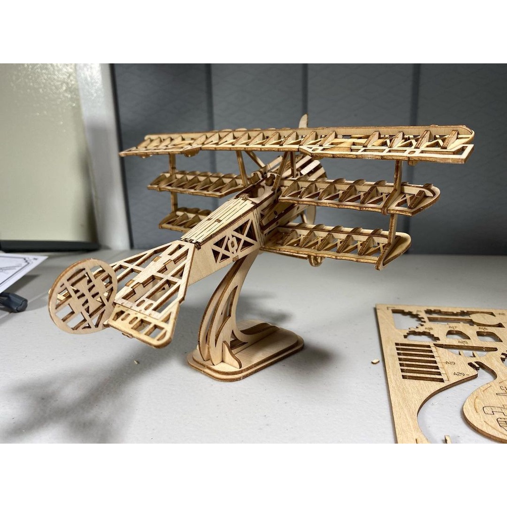 Mô Hình Gỗ 3D Lắp Ráp ROBOTIME Máy Bay Bi-Plane TG301