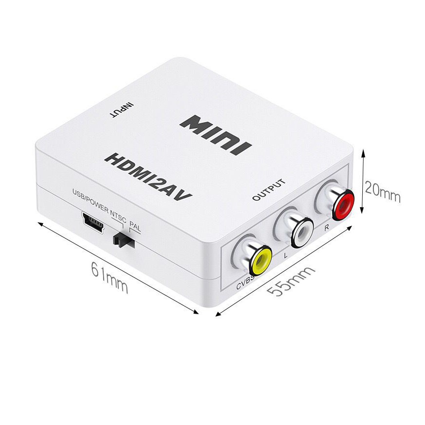 Bộ chuyển đổi HDMI ra AV tặng kèm dây nguồn. Bảo hành 6 tháng