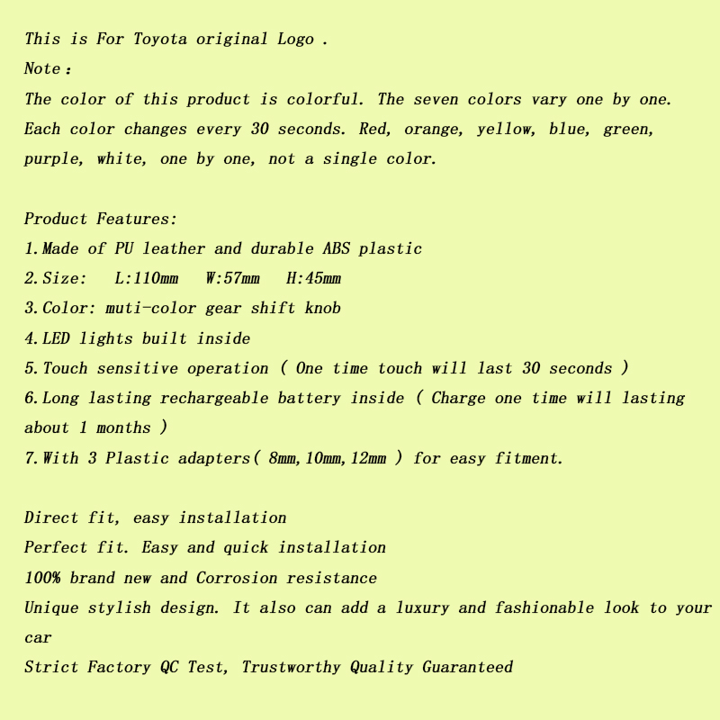 Đầu cần số xe hơi có đèn LED nhiều màu cho Toyota Mazda Mitsubishi Lexus Hyundai