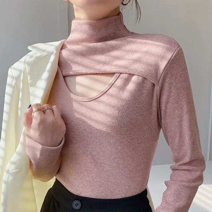 Áo thun dài tay cổ lọ dáng ôm thời trang Hàn Quốc