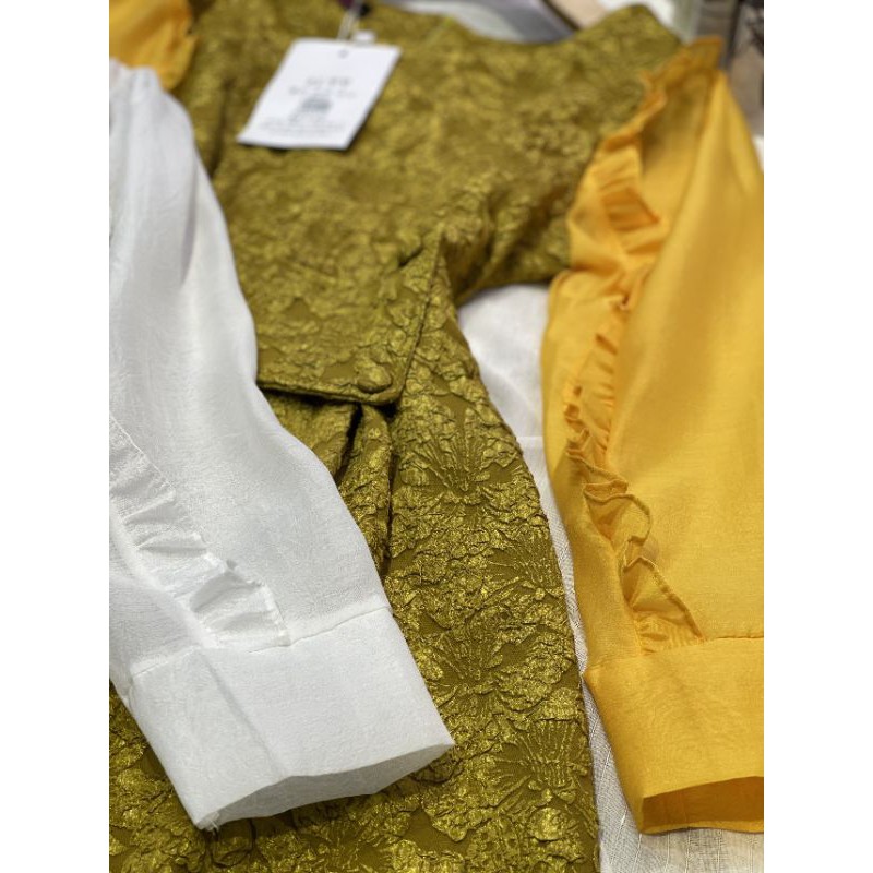 Đầm gấm xốp phối tay siêu cấp ( kèm hình thật) | BigBuy360 - bigbuy360.vn