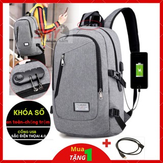 Balo laptop du lịch cao cấp [ Có Khóa Số chống trộm + USB sặc Điện Thoại 4.0 ] [ SIÊU SALE ]