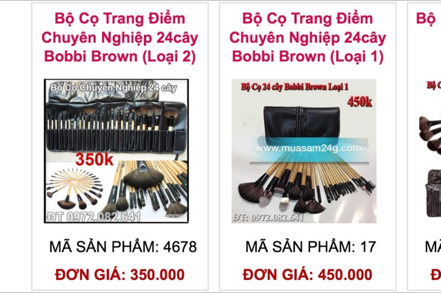 Bộ Cọ Makeup chuên nghiệp 24 cây Bobbi Brown Loại 1