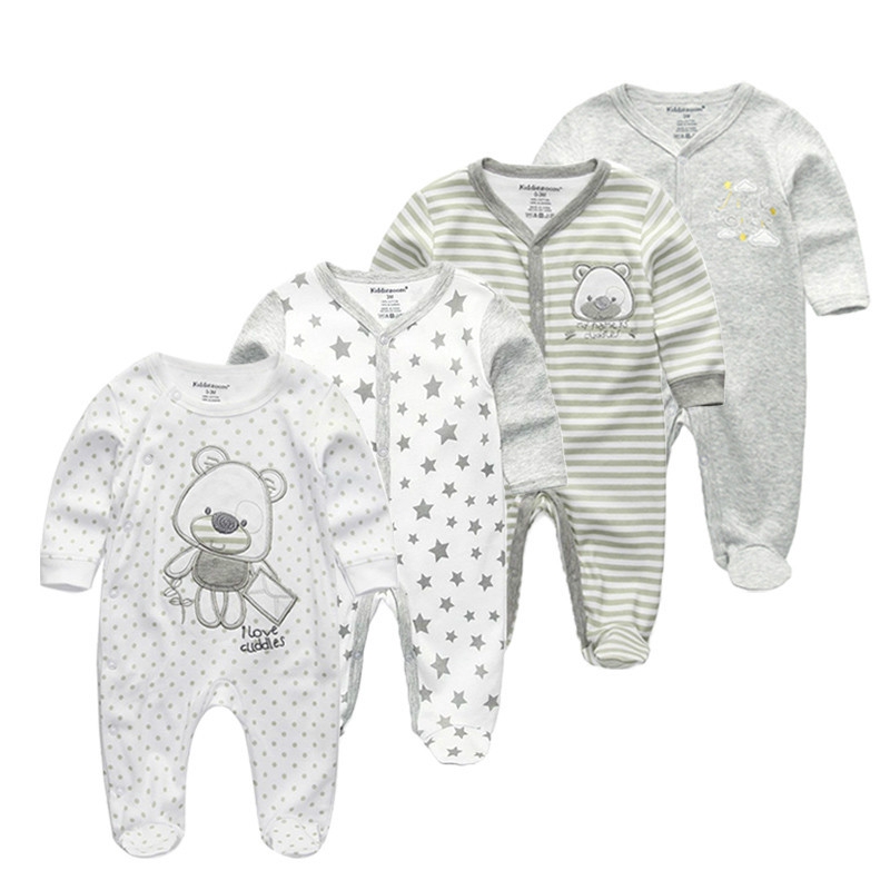 Áo liền quần Tay Dài 100% Cotton Cho Bé Trai Từ 0-12 Tháng Tuổi