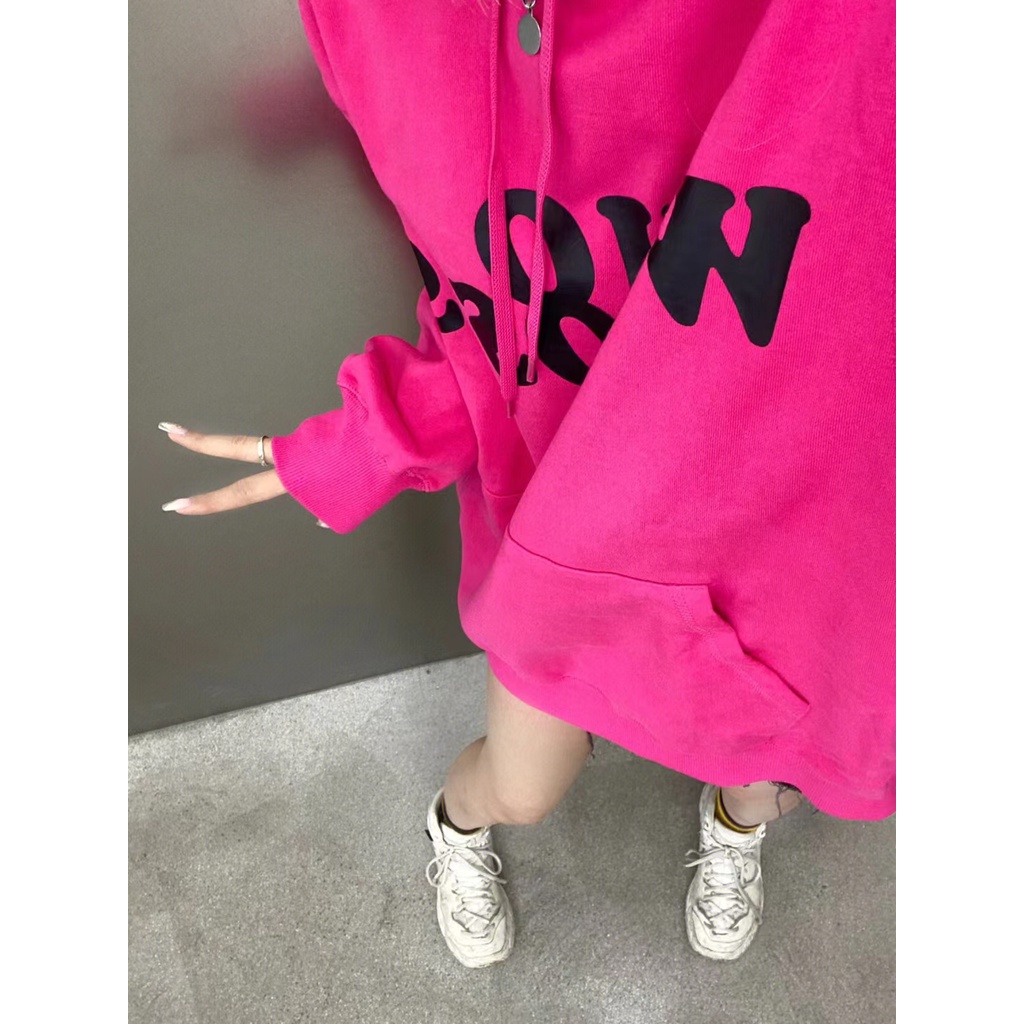 NRVP Áo hoodie tay dài oversize in họa tiết phong cách Hàn Quốc kiểu mới