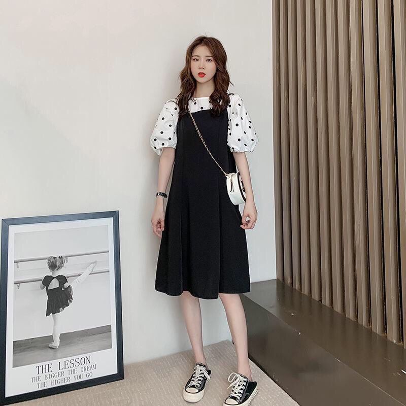 Bộ Đầm Hai Dây Dáng Rộng In Chấm Bi Phong Cách Hàn Quốc Thời Trang 2022 Dành Cho Nữ