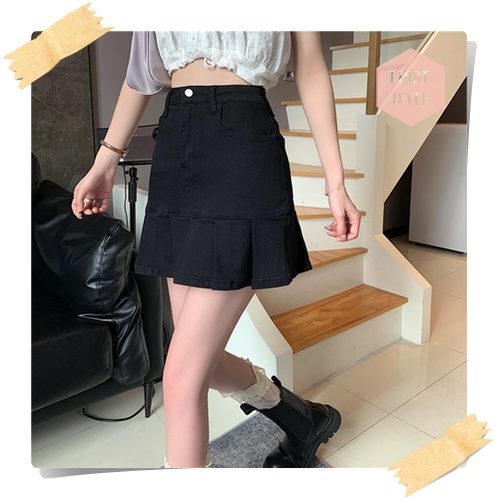 Chân váy chữ A FIRST DATE đuôi cá váy nữ Hàn Quốc retro eo cao