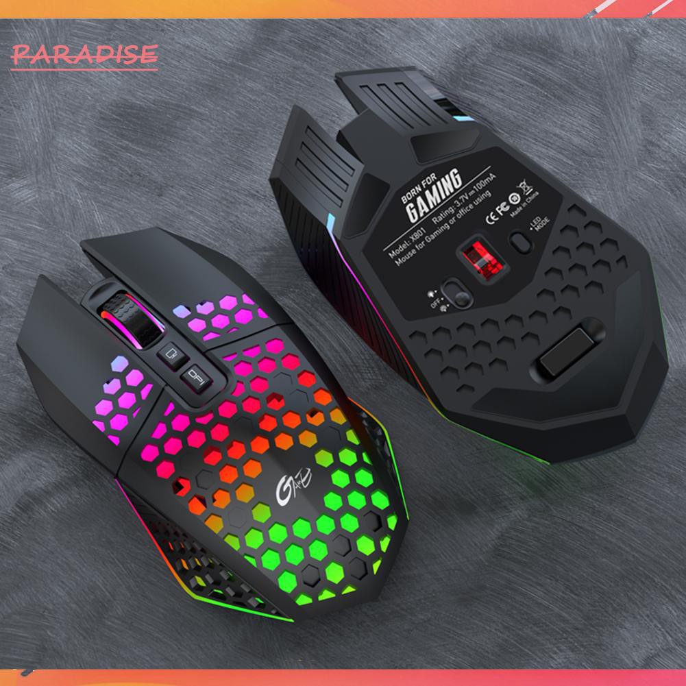 Paradise1 X801 Honeycomb Shell Wireless Gaming Mouse Backlight 8 Buttons Silent Mice