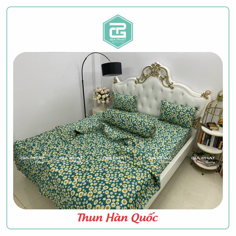 Bộ ga gối Thun Lạnh Hàn Quốc { 4 Món } họa tiết Bông Cúc ( 1 ga bọc + 2 vỏ gối nằm + 1 vỏ gối ôm ) | BigBuy360 - bigbuy360.vn