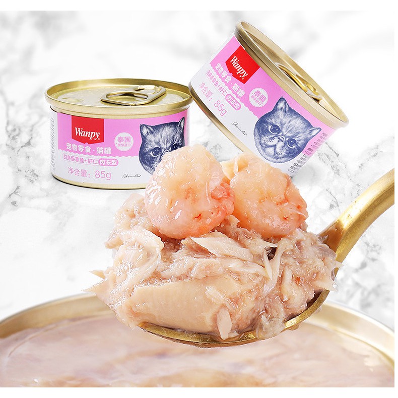 Pate Wanpy thịt cá thật cao cấp cho mèo - Lon 85g