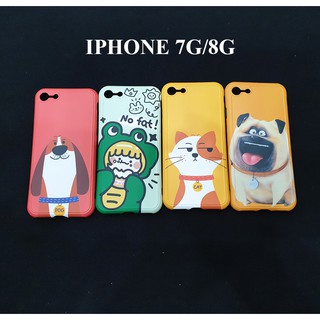 Ốp lưng chó mèo ngộ nghĩnh bảo vệ camera iPhone 7 iPhone 8