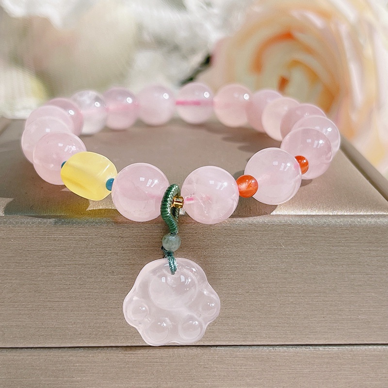 [Hàng Mới] Vòng Đeo Tay Thiết Kế Hình Móng Vuốt Mèo Đính Pha Lê Hồng