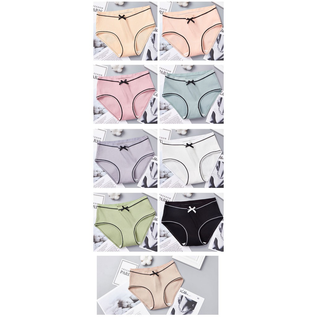 [Có Size XXL]Set 5 quần lót cotton đính nơ siêu HOT -Quần chíp nữ kháng khuẩn Xuka Shop